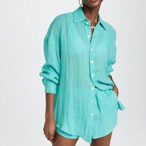 VItamin A Playa Linen Oversized Shirt Dress and Tallows Shorts S